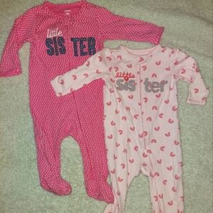 "little sister" size 6  months footies
